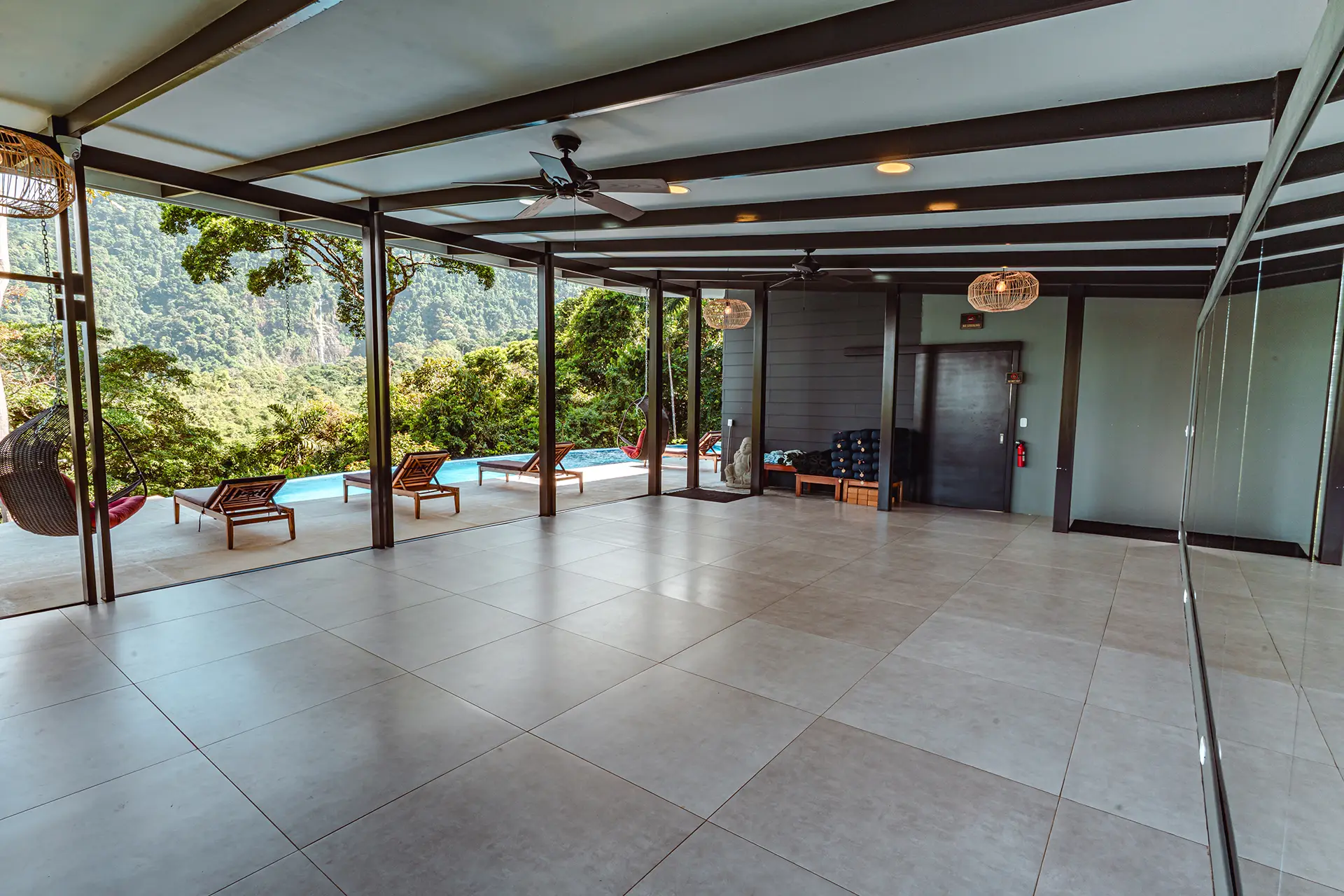 Open-air space at all inclusive villas in Costa Rica overlooking jungle