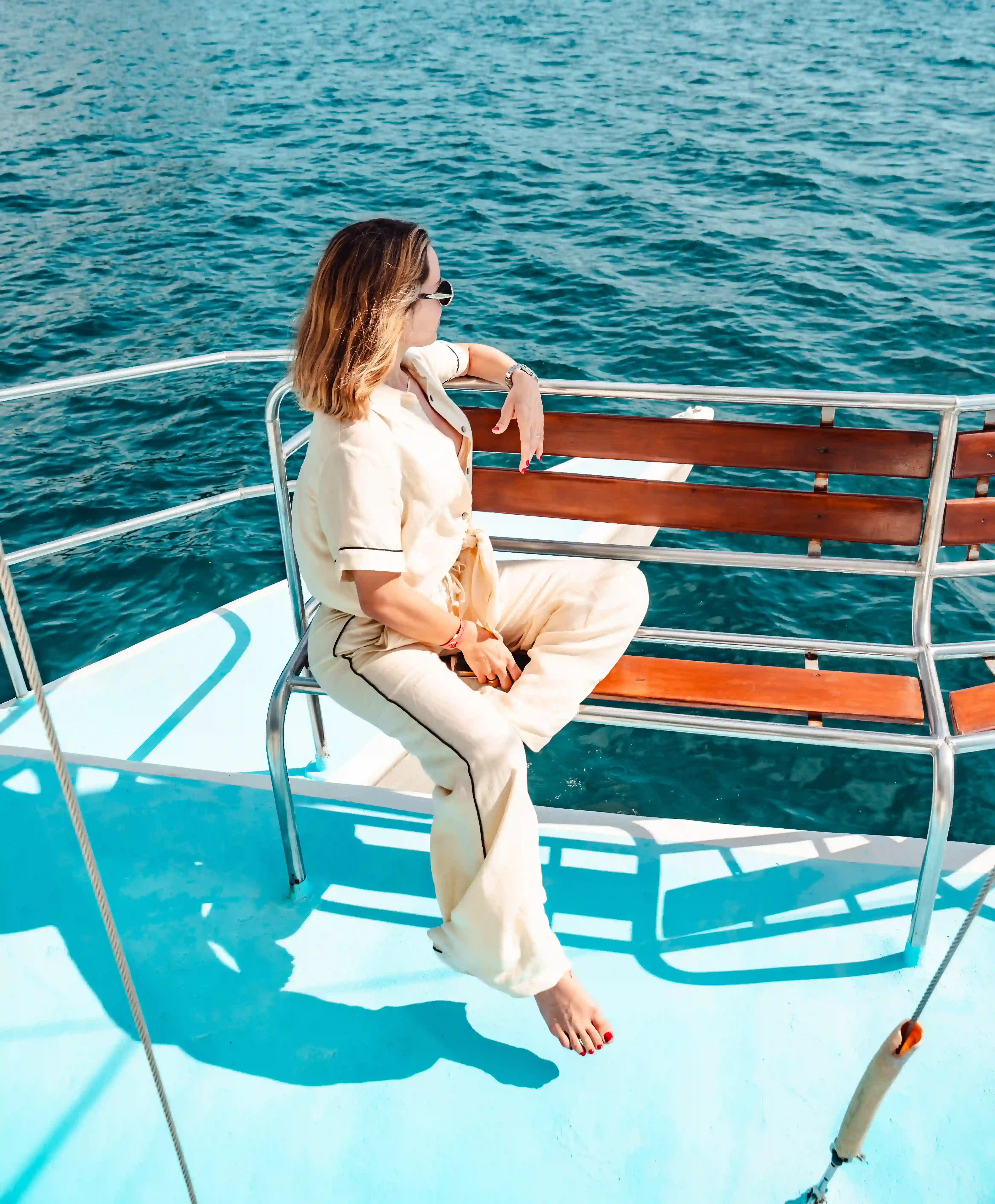 A guest enjoying catamaran tour during San Jose Costa Rica excursions.