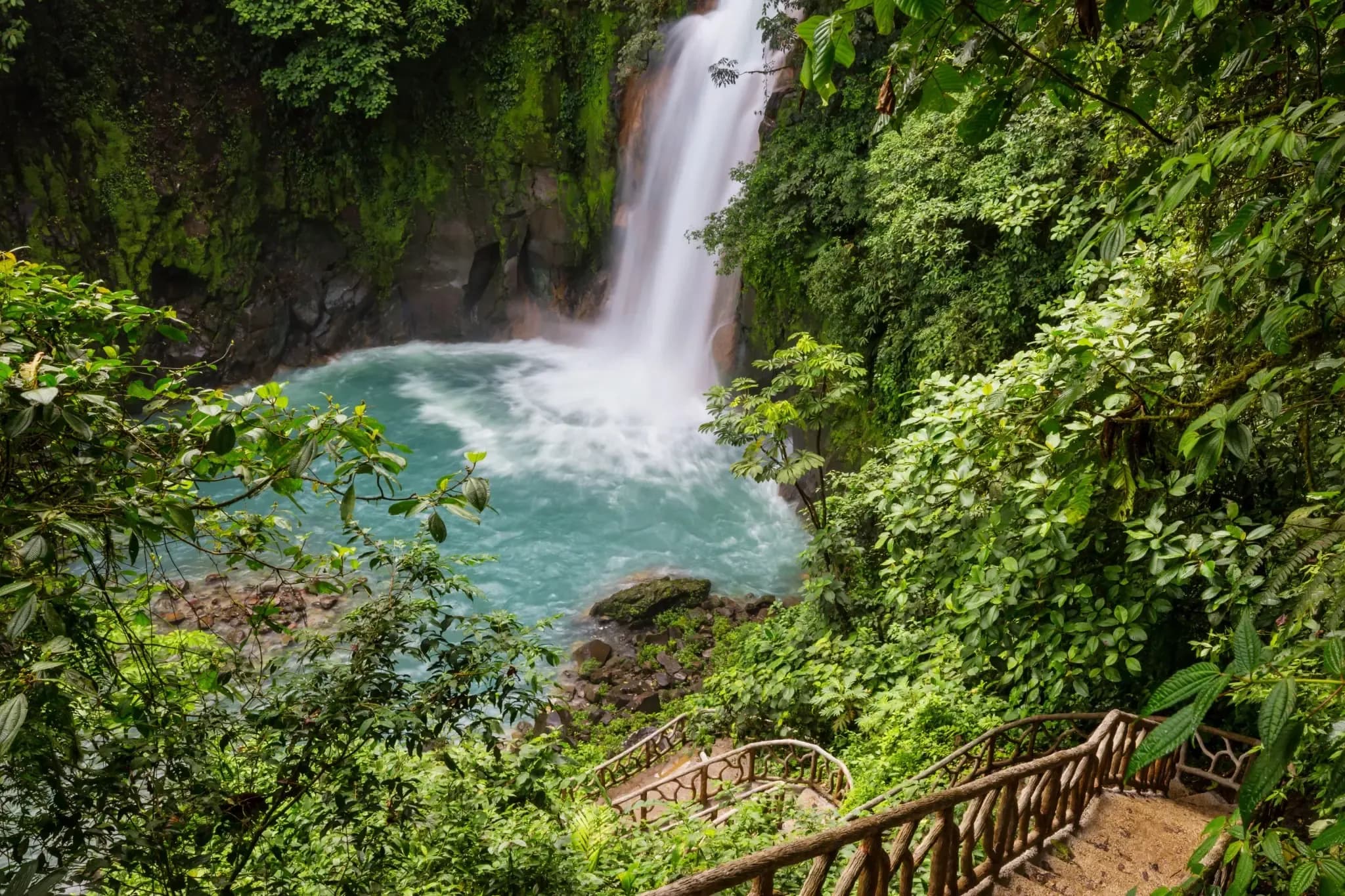 A waterfall in the heart of Costa Rica, the setting for Aaron Rodgers' ayahuasca retreat in Netflix's new docuseries.
