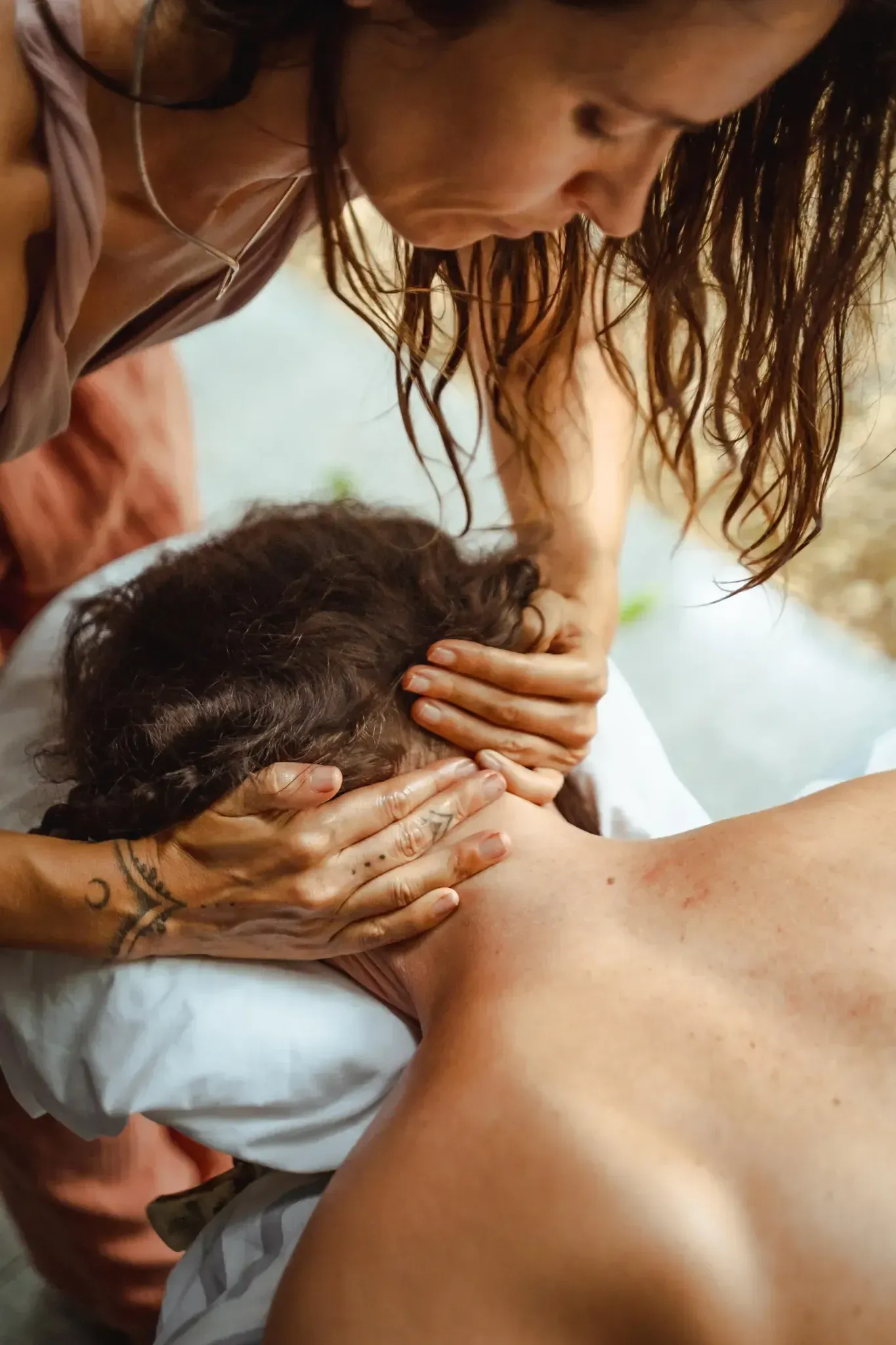 Relaxing outdoor massage session at Vajra Jahra Retreat Center, a rejuvenating Corporate Retreat Venue for team wellness and relaxation.