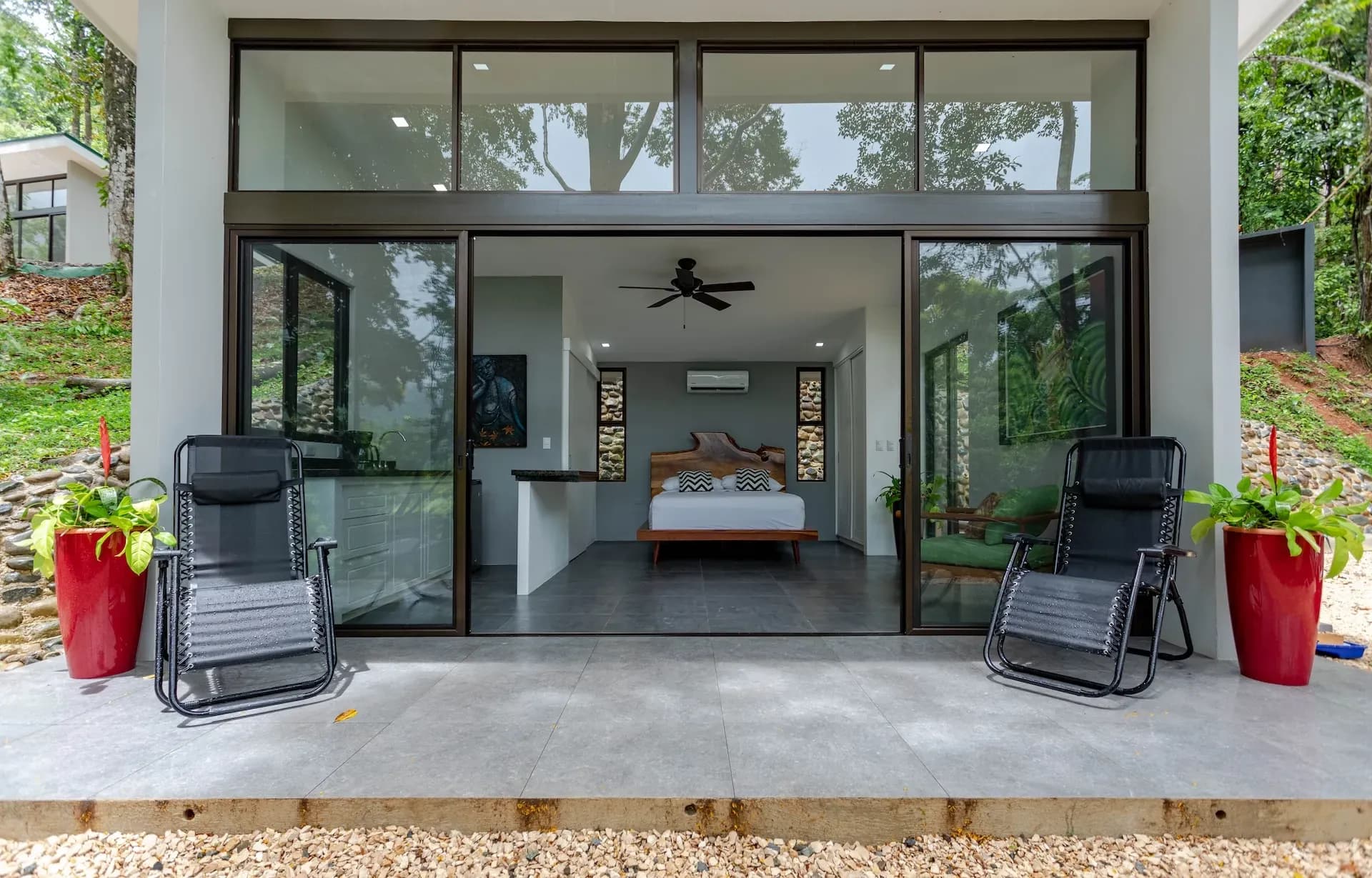 A peaceful villa at Vajra Jahra Retreat Center, blending modern comfort with jungle serenity—an intimate hideaway that adds a touch of luxury to Costa Rica wedding venues.