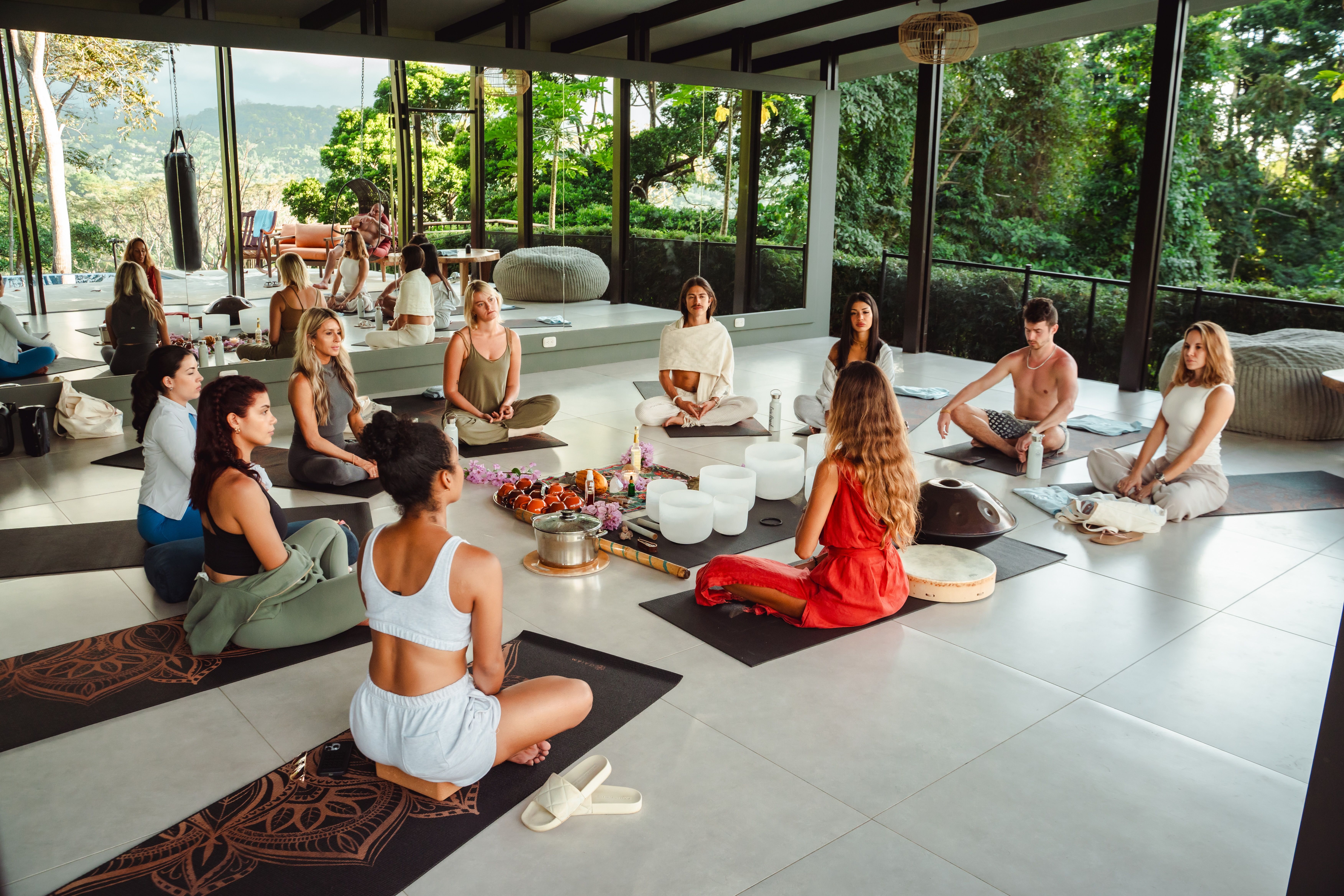 A wellness ceremony taking place at Vajra Jahra, one of the best Costa Rica spiritual retreat venues.