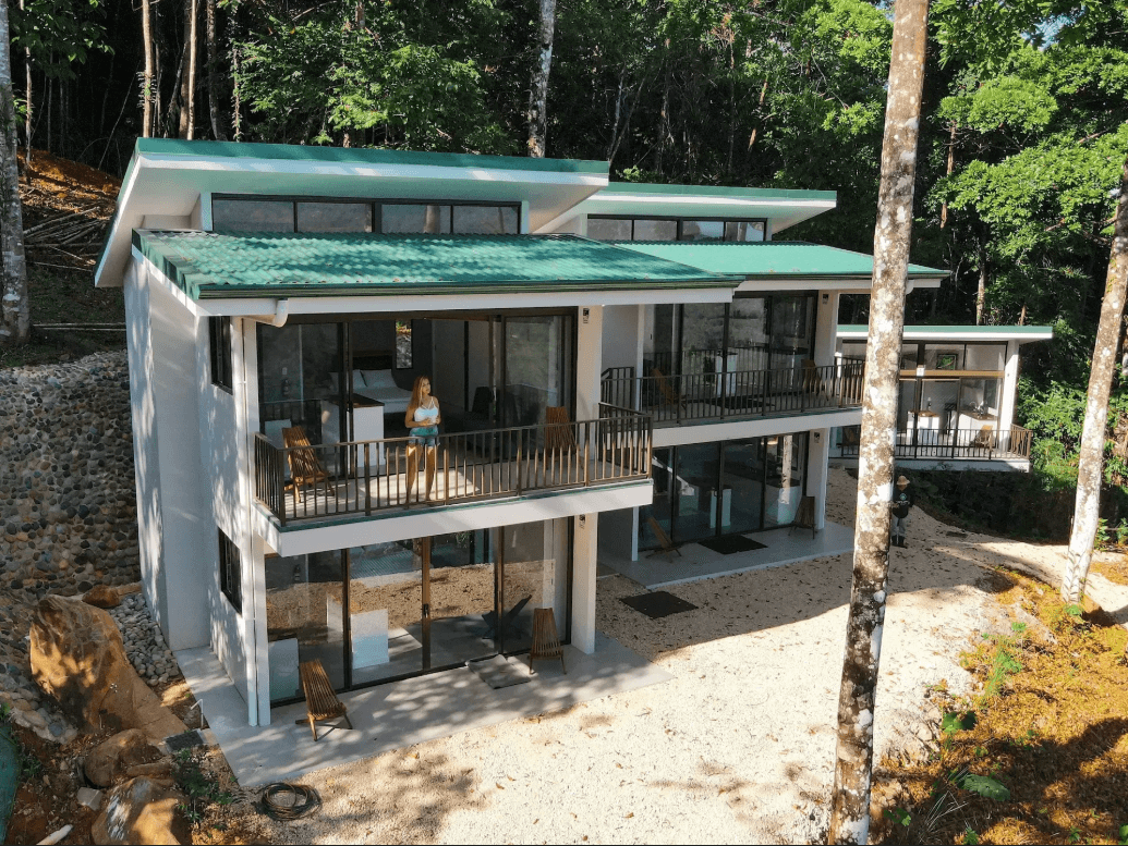 Modern jungle villa at Vajra Jahra, a Wellness Retreat Center offering peaceful accommodations surrounded by Costa Rican nature.