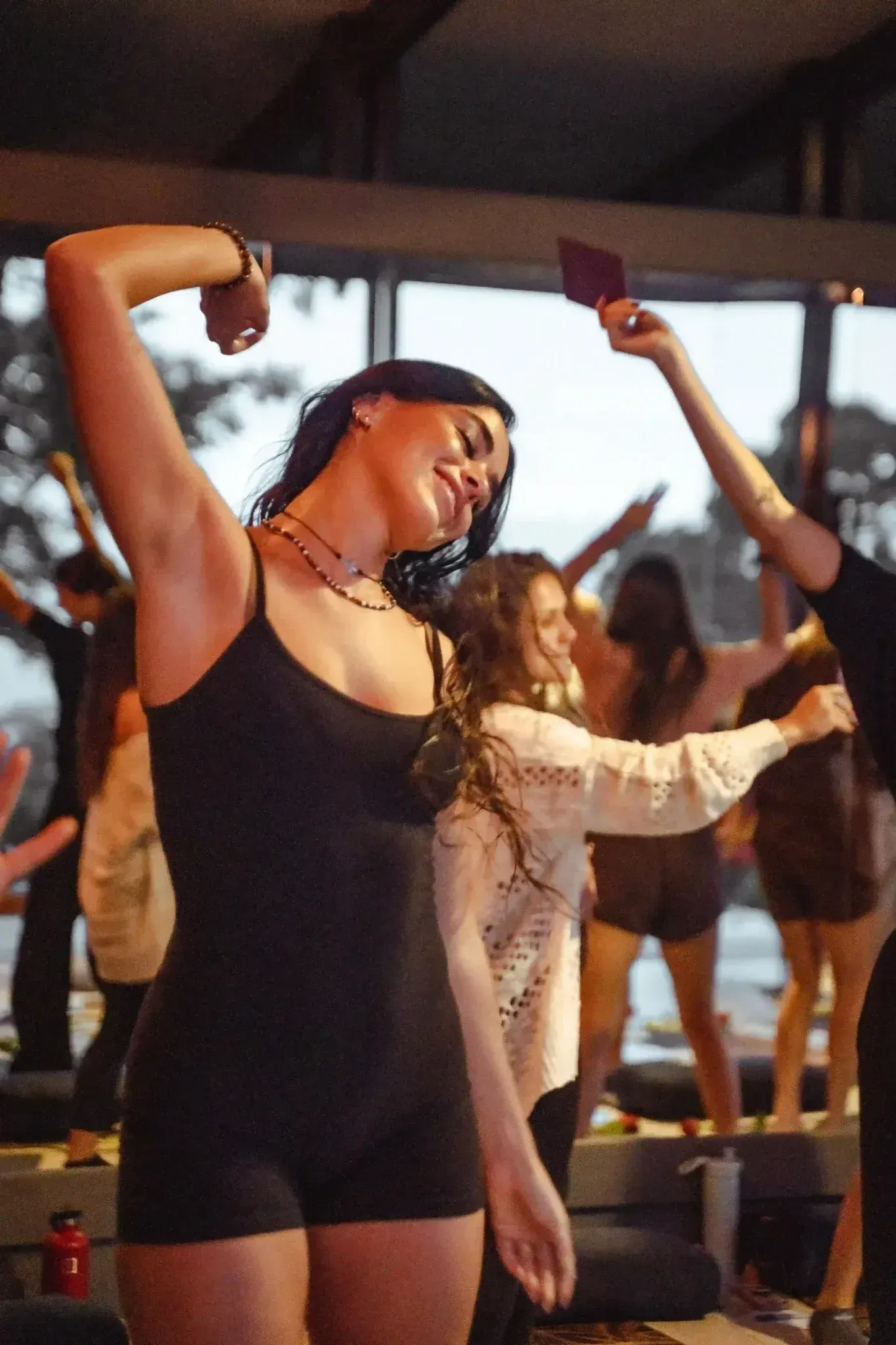 close up of girl dancing at vajra jahra costa rica yoga retreat center