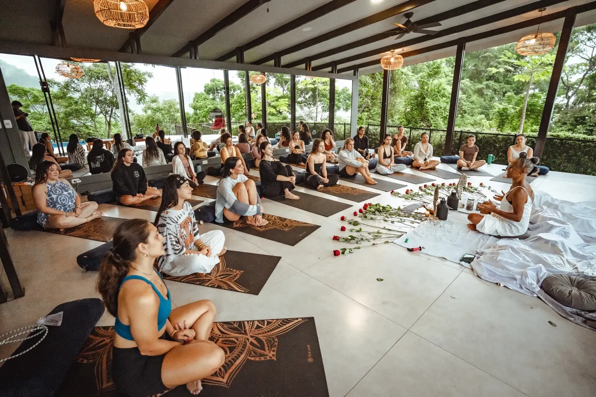 Guests at Vajra Jahra costa rica retreat center learning about the benefits of ceremonial cacao.